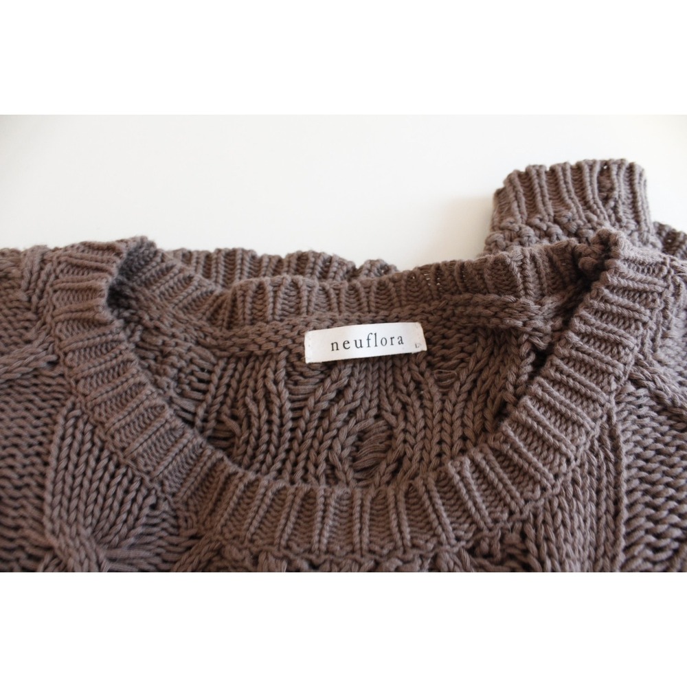 Neuflora oversized mocha long sleeve sweater‎ cozy cottage boho large cotton - Picture 5 of 7